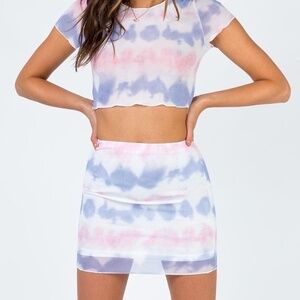 PRINCESS POLLY Kristen Mesh Tie Dye Mini Skirt